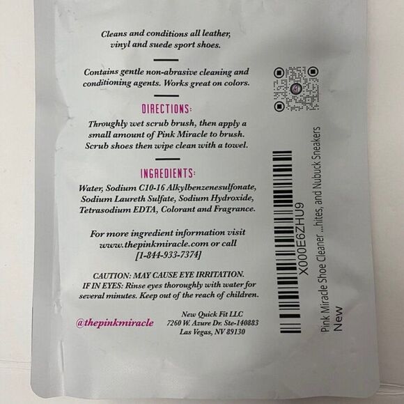 Pink Miracle Shoe Cleaner & Brush Kit 8 oz. Sneaker Fabric & Sole Cleaning - NEW - Picture 4 of 6